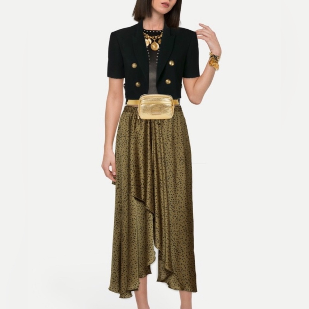 Zara Olive Asymmetrical Skirt